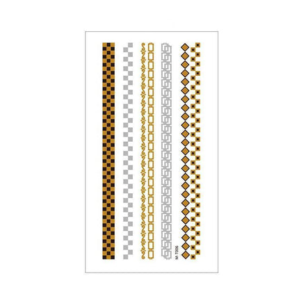 Women Lady Metallic gold silver color boho arm Body Temporary Tattoo Sticker Art - Aimall