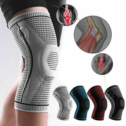Blue Knee Brace Knee Compression Sleeve Professional Sports Silicone Knee Support - Aimall