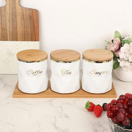 Ceramic Sealed Storage Jar Kitchen Spice Coffee Tea Container Airtight Canister