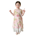 Girls New Chinese Style Cheongsam Dress Set Summer Traditional Outfit