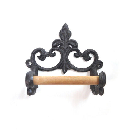 Vintage Iron Toilet Paper Towel Roll Holder Bathroom Wall Mount Rack Black New