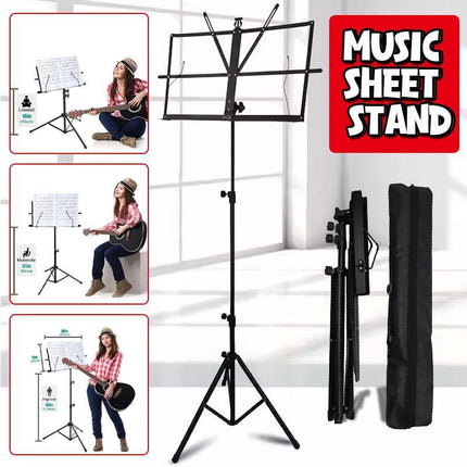 Foldable Sheet Music Stand Tripod Holder with Carry Bag for Stage Violin Guitar - Aimall