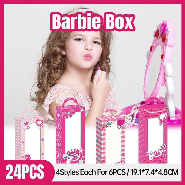 Barbie Red Pink Plaid Window Opening Gift Candy Box