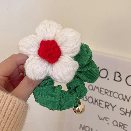 Corduroy Flower Hair Scrunchies Ponytail Holder Hair Ties Rope Hair Accesorries - Aimall