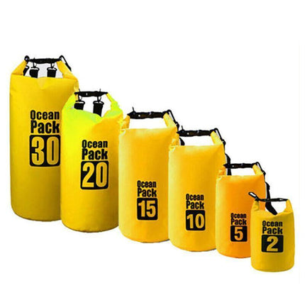 Yellow Waterproof Bag Dry Sack Fishing Camping Canoeing Outdoor 2/5/10/15/20/30 L - Aimall