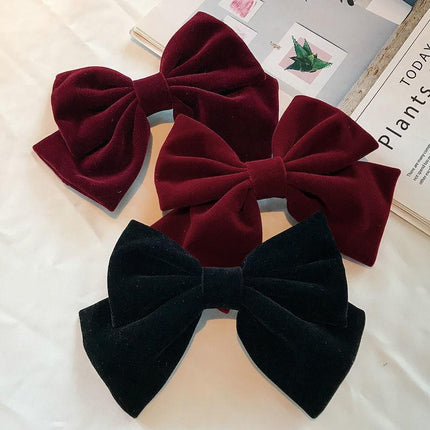 Ornaments Korean Style Hair Clip Hair Clip Women Hair Pins Velvet Bow Barrettes - Aimall