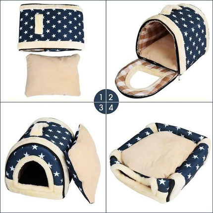 S Size Pet House Kennel Soft Igloo Beds Cave Cat Puppy Bed Warm Cushion Fold - Aimall