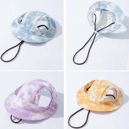 Adjustable Pet Hat with Cute Leaky Ears Sunscreen Fisherman Hat Four Seasons Use