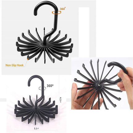 Plastic Mini 360 Degree Rotating Tie Hanger Closet Organizer Space Saving Tool
