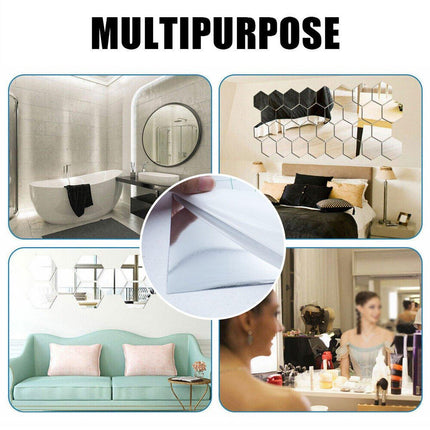 Mirror Wall Sticker Self-Adhesive Waterproof Reflective Decal for Bathroom Decor