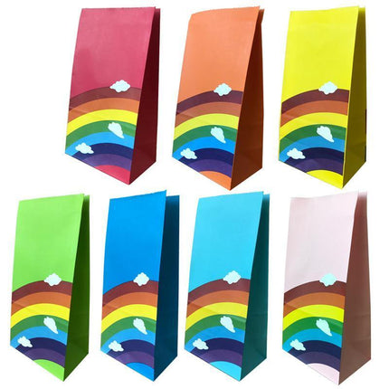 80PCS Kraft Paper Party Bag Seal Birthday Favor Kids  Rainbow Candy paper bags Aimall