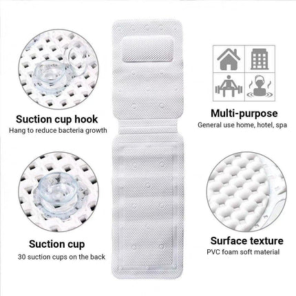 Non Slip PVC Full Body Bath Mat Massage Cushion with Suction Cups for Bathtub