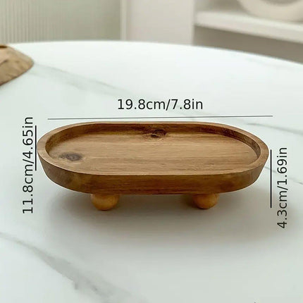 Wooden Oval Tray Multifunctional Dinner Plate Food Dish Ornaments Key Storage
