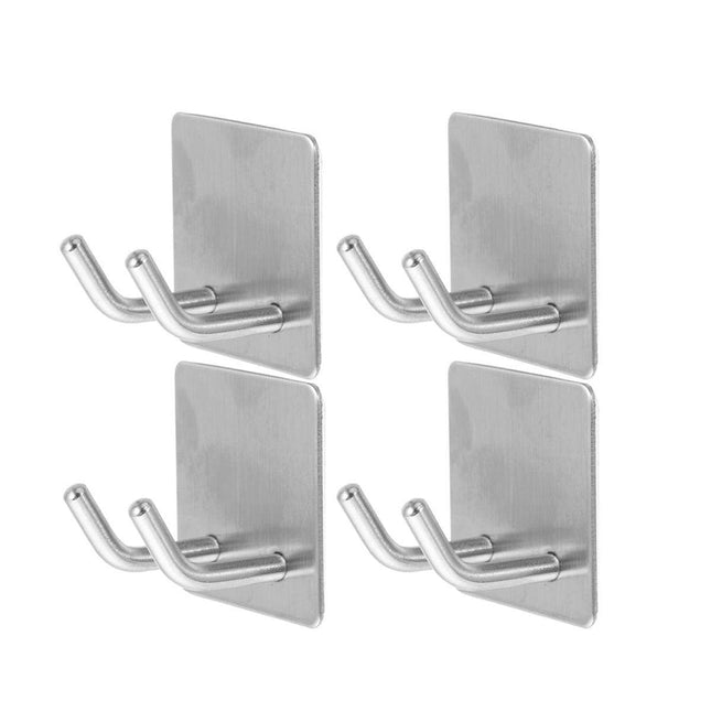 4pcs No Punch Hooks Powerful Adhesive Wall Mounted Metal Kitchen Hooks Set