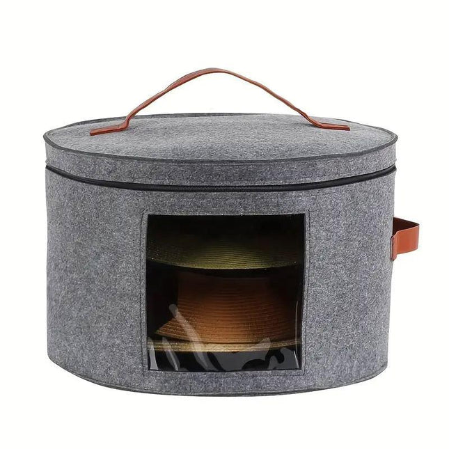 Felt Storage Bucket Handheld Zip Storage Bin with Lid for Household Organisation
