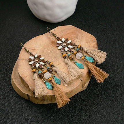 Chic Bohemian Dreamcatcher Tassel Earrings Geometric Design Women Jewelry