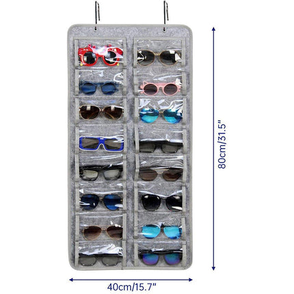 Wall Mounted Felt Glasses Storage Bag Foldable Hanging Sunglasses Organizer
