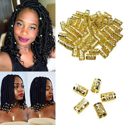 Dreadlock Hair Braid Cuff Clips Bead Ring Wrap Adjustable Jewellery Gold Set 40x - Aimall