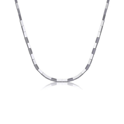 Basic Titanium Steel Silver Slide Block Chain Sparkling Necklace Women Jewelry - Aimall