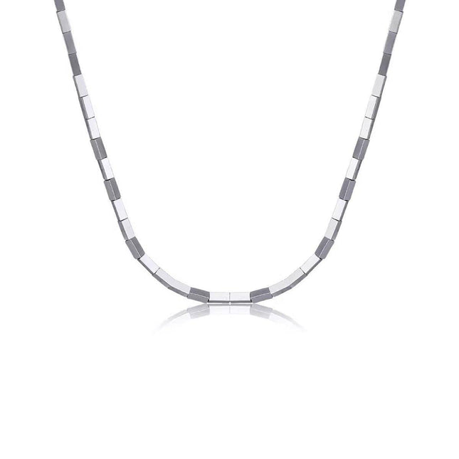 Basic Titanium Steel Silver Slide Block Chain Sparkling Necklace Women Jewelry - Aimall