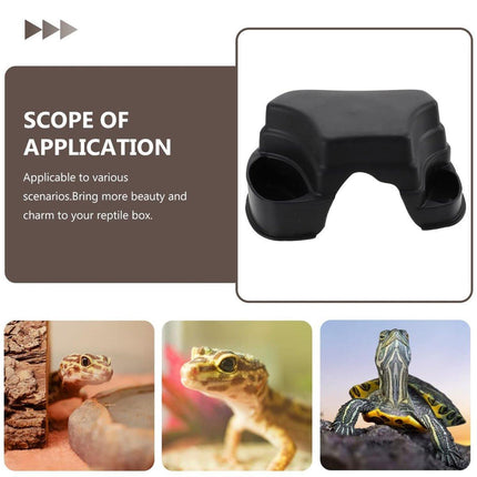 Plastic Reptile Hide Box Cave with Food Basin Easy Clean Snake Hiding Landscape