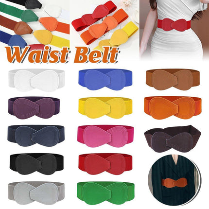 Fashion Belt Red Elastic Waist Cover Wide Belt Women Black Elastic Bow Decoration