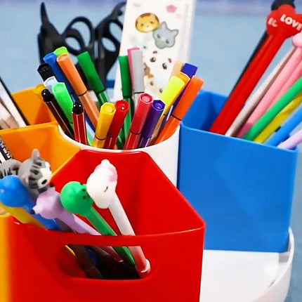Rotating Pen Holder with Compartments Desk Organizer Office Stationery Storage