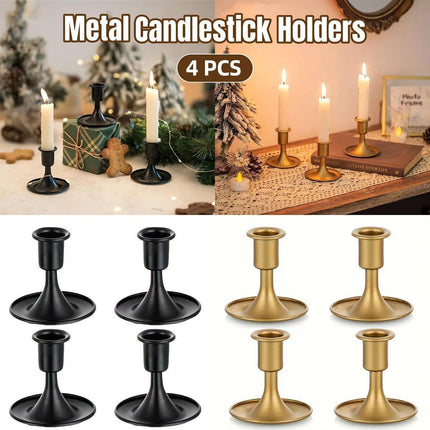 4X Iron Candlestick Stand Candle Holder Retro Style Look Taper Candle Holder