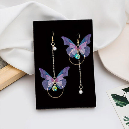 Butterfly Drop Earrings Asymmetrical Long Circle Fringe Dangle Women Jewelry