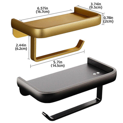 Wall Mounted Aluminum Toilet Paper Holder Non-perforated Tissue Cell Phone Shelf