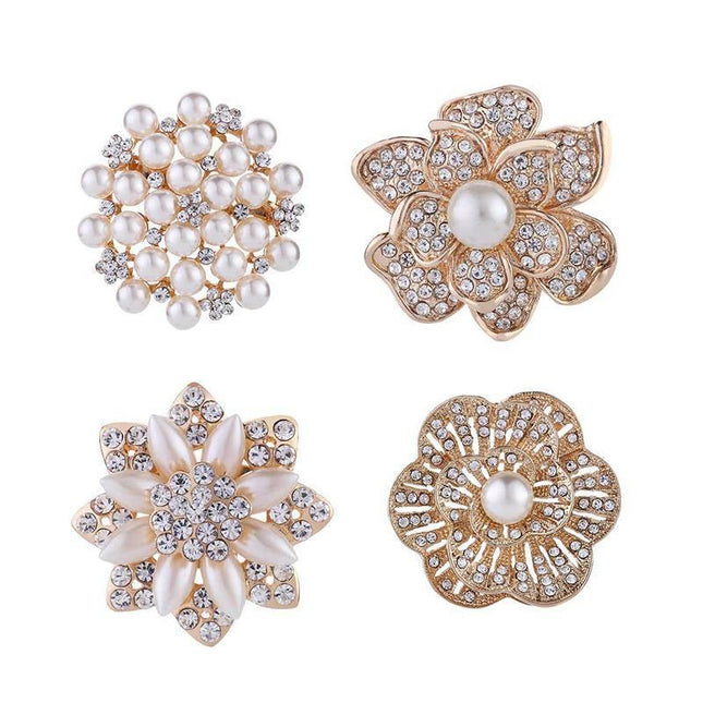Fashion Women Crystal Simulated Pearl Brooch Pin Wedding Party Jewelry Decor