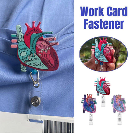 3PCS Nurse Medical Heart Shaped Student ID Badge Tag Easy Closure Lanyard Holder