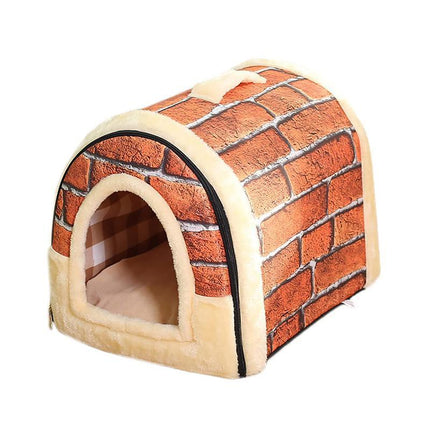 S Size Pet House Kennel Soft Igloo Beds Cave Cat Puppy Bed Warm Cushion Fold - Aimall