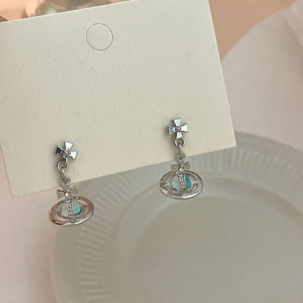 Elegant 3D Saturn Earrings for Women Unique Transparent Niche Design Jewelry
