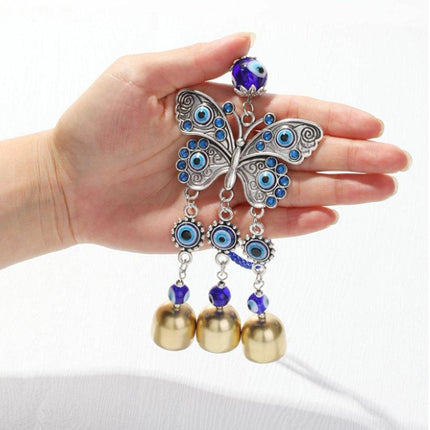4PCS Evil Eye Butterfly Wind Chime Crystal Bell Hanging Ornament Car Decor