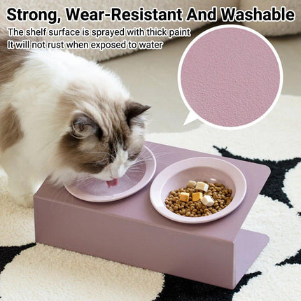 Ceramic Slanted Double Pet Bowl Cat Dog Food Water Bowl Non-Slip Feeding Dish