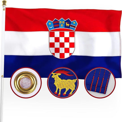 New Large Croatia Flag Pride Heavy Duty Outdoor 90cm x 150cm Croatian Banner - Aimall
