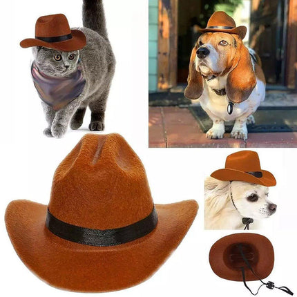 Adjustable Dog Hat Pet Puppy Cowboy Sun Cap Cosplay Party Show Hat Dog and Cat