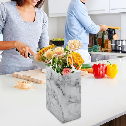 25PCS Marble Series Shopping Paper Bag Luxury Handbag Party Favor Gift Bags Set