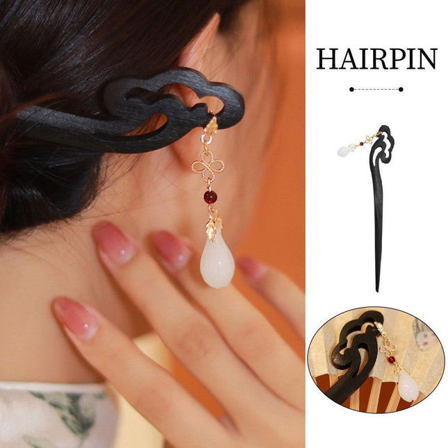 Chinese Style Heart Wishful Wooden Hairpin Hanfu Headdress Accessories