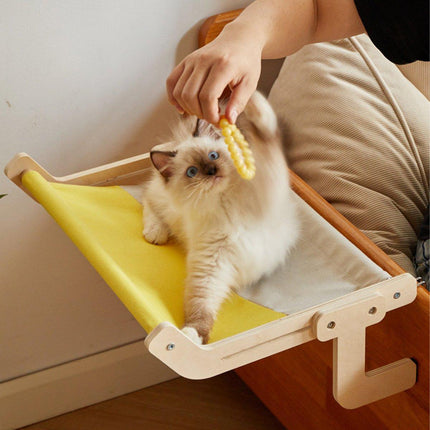 Window Hanging Cat Hammock Solid Wood Sun Bed Nest for All Seasons Durable