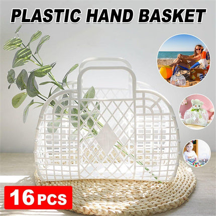 16pcs Diamond Plastic Bath Storage Basket Handheld Soft Bathroom Wash Basket Set