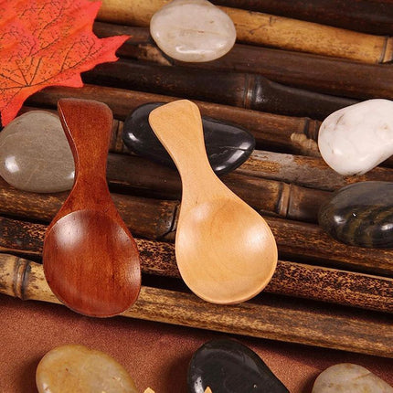 5PCS Mini Wooden Spoon Kitchen Spice Spoon Small Short Condiment Spoons Scoop - Aimall