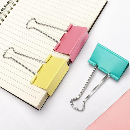12pcs Colour Long Tail Clips for Office Student Document Metal Receipt Ticket
