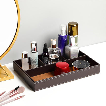 Leather Desktop Organizer Multi-functional Storage Tray Key Jewellery Box