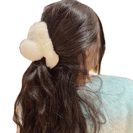 Large Plush Hair Claw Imitation Fur Big Shark Clip Faux Rabbit Fur Hair Clip - Aimall