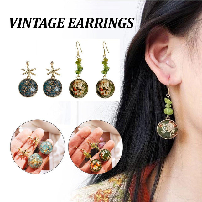 Natural Stone Earrings for Women Simple Vintage Dangle Drop Fashion Jewellery