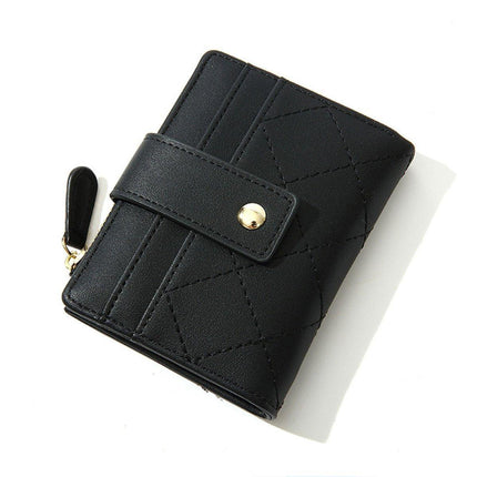 Stylish Women Short Wallet Multi-card Money Clip Zipper Two-Fold Purse Leather