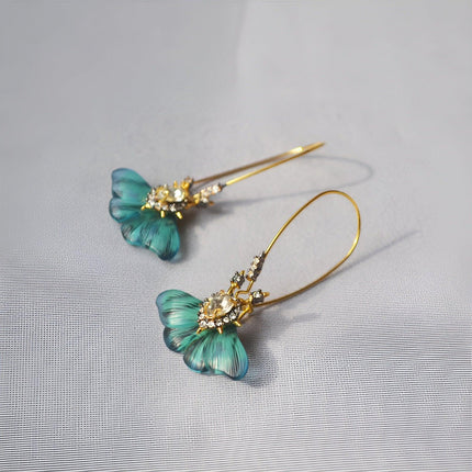 Fashion Vintage Green Fluttering Butterfly Earrings Elegant Jewelry for Women