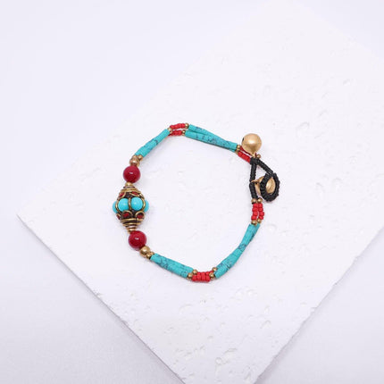 Ethnic Style Handmade Bracelet Color Stone Sky Bead Fashion Round Bead Bracelet